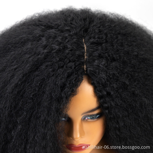 aishili wholesale afro straight kinky curly hair synthetic hair wig for black women